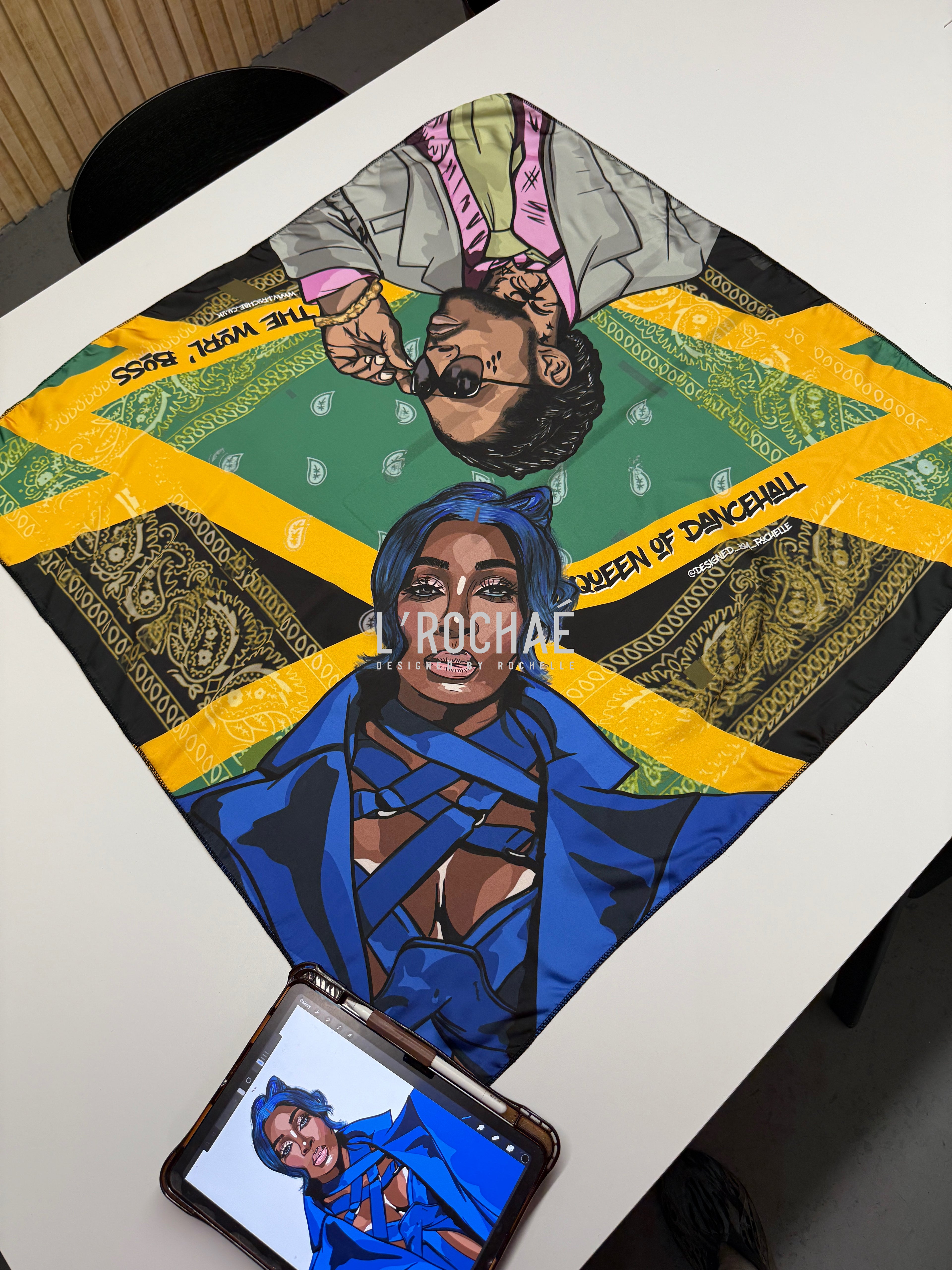  XXL Spice x Kartel Bandana Satin Scarf 35x35in - Drawn & Handmade - L’Rochaé image 7