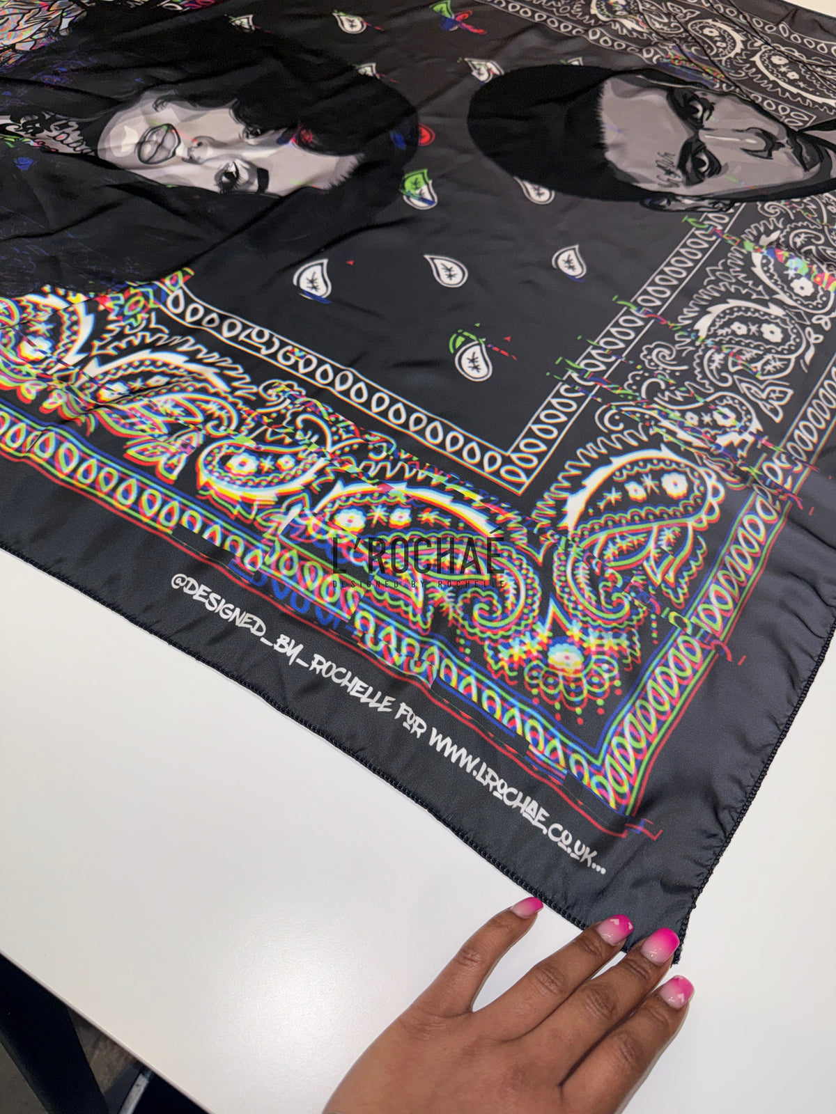 XXL Kehlani x KWN Bandana Satin Scarf 35x35in or 37inx37in - Drawn & Handmade
