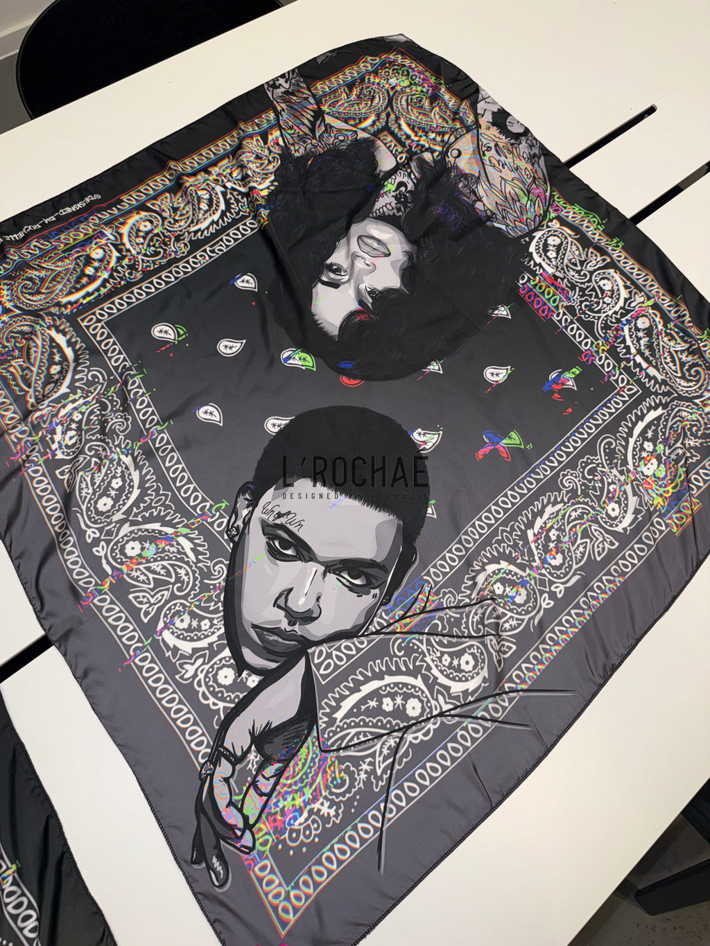 XXL Kehlani x KWN Bandana Satin Scarf 35x35in or 37inx37in - Drawn & Handmade