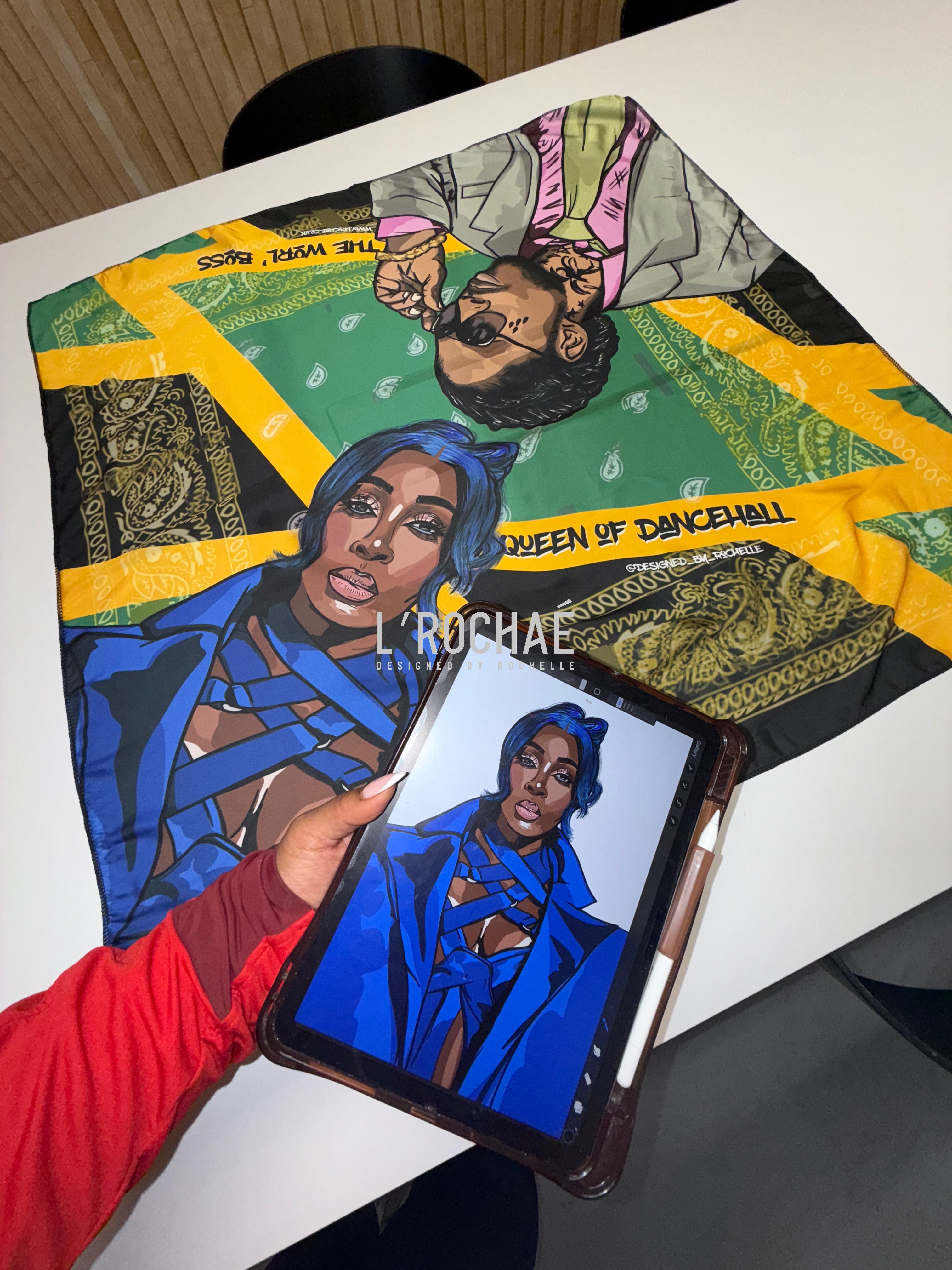  XXL Spice x Kartel Bandana Satin Scarf 35x35in - Drawn & Handmade - L’Rochaé image 3