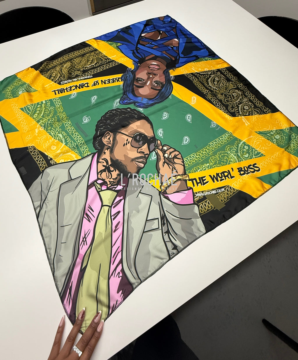  XXL Spice x Kartel Bandana Satin Scarf 35x35in - Drawn & Handmade - L’Rochaé image 8