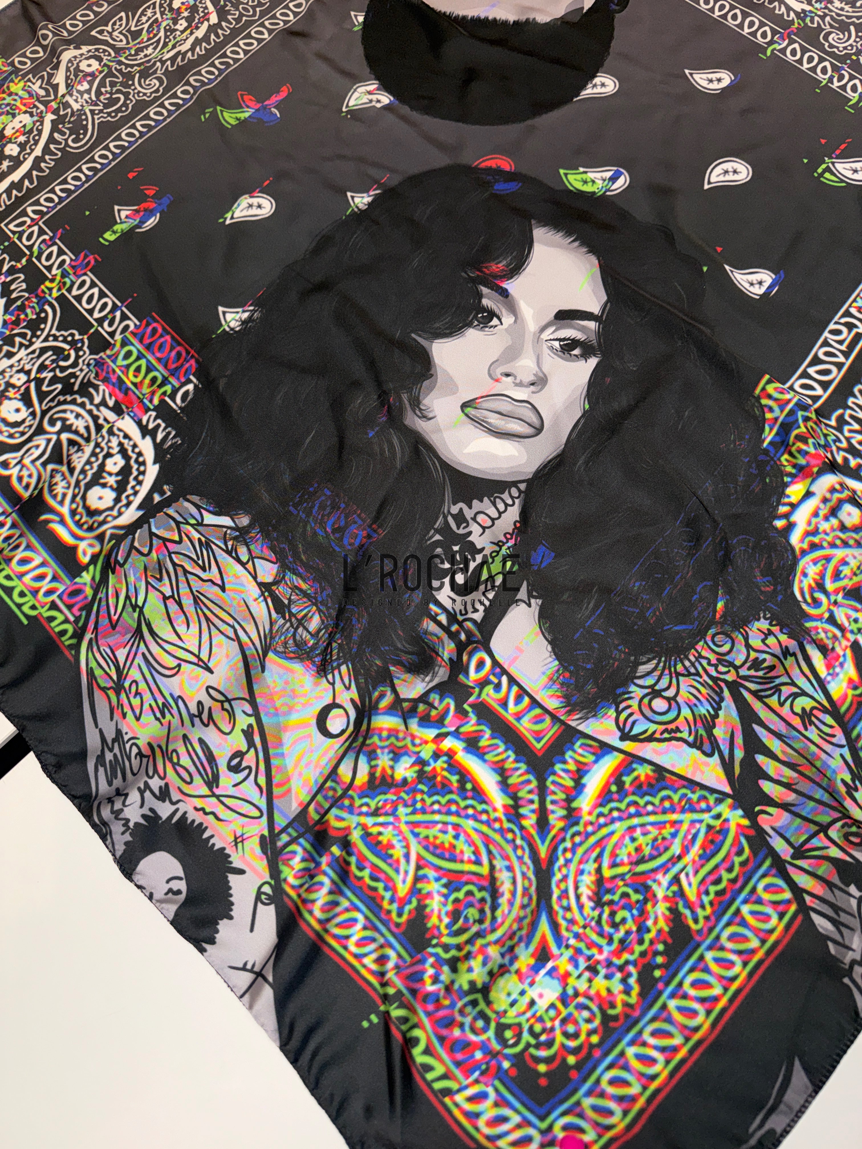 XXL Kehlani x KWN Bandana Satin Scarf 35x35in or 37inx37in - Drawn & Handmade