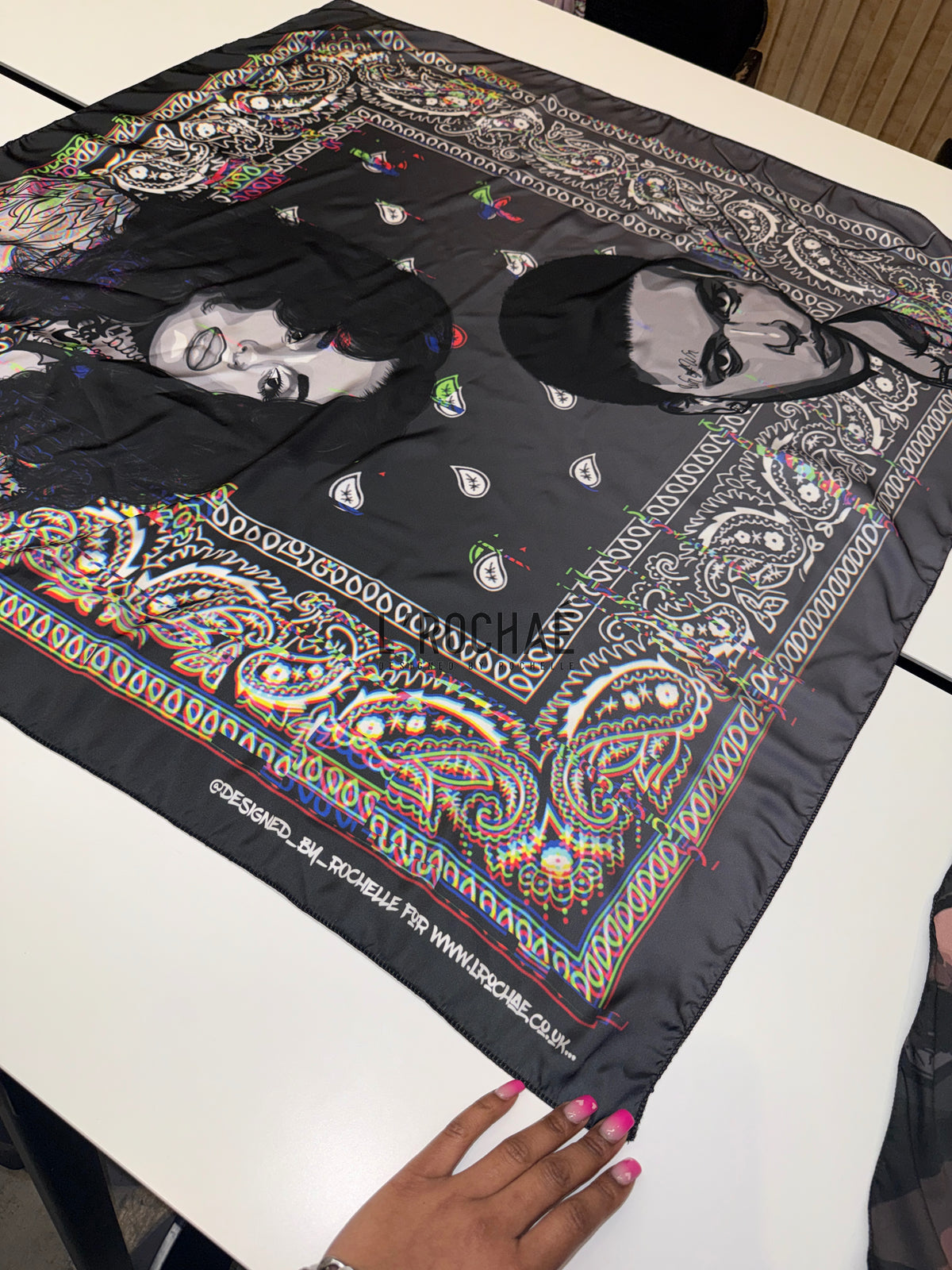 XXL Kehlani x KWN Bandana Satin Scarf 35x35in or 37inx37in - Drawn & Handmade