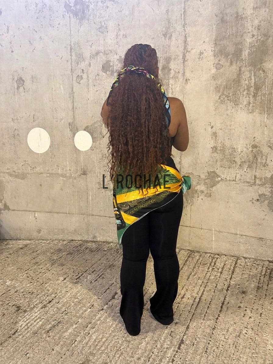 XXL Wray Rum Inspired Jamaica Satin BodyScarf 37x37in - Drawn & Handmade - L’Rochaé